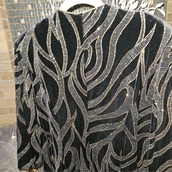 Vintage Embellished Black Velvet Jacket With and Silver with Gold Trim - Picture 9 of 16